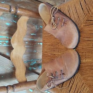 Mandel leather bohemian boho Clog sandal shoes size 7.5